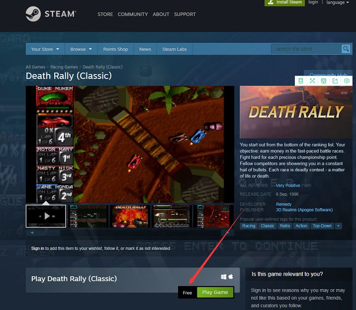 Steam限时免费领取Death_Rally_(Classic)